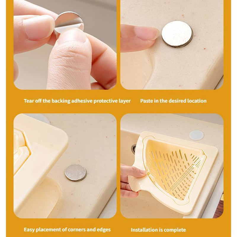 Magnetic Sink Filter Basket, Standing Drain Strainer for Kitchen, One-Press Food Residue Design, Easy to Install & Clean