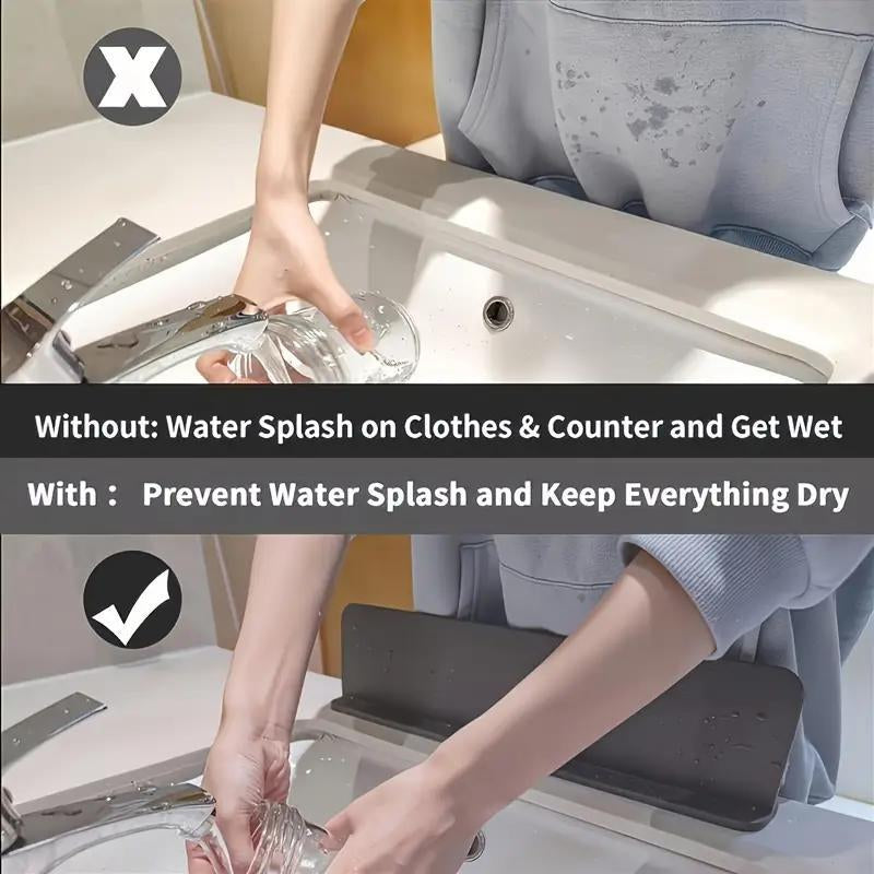 Silicone Sink Splash Guard – Self-Adhering Water Barrier for Kitchen Sinks & Countertops – Prevents Water Splashes, Say Goodbye to Mess and Keep Dry Cleaning Grey
